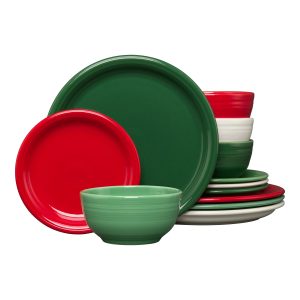 Fiesta Christmas Mixed Color Bistro Coupe 12-Piece Dinnerware Set, Service for 4
