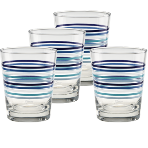 Fiesta Fiesta Coastal Blues Thin Stripe 15 oz. Tapered Double Old Fashion - Set of 4