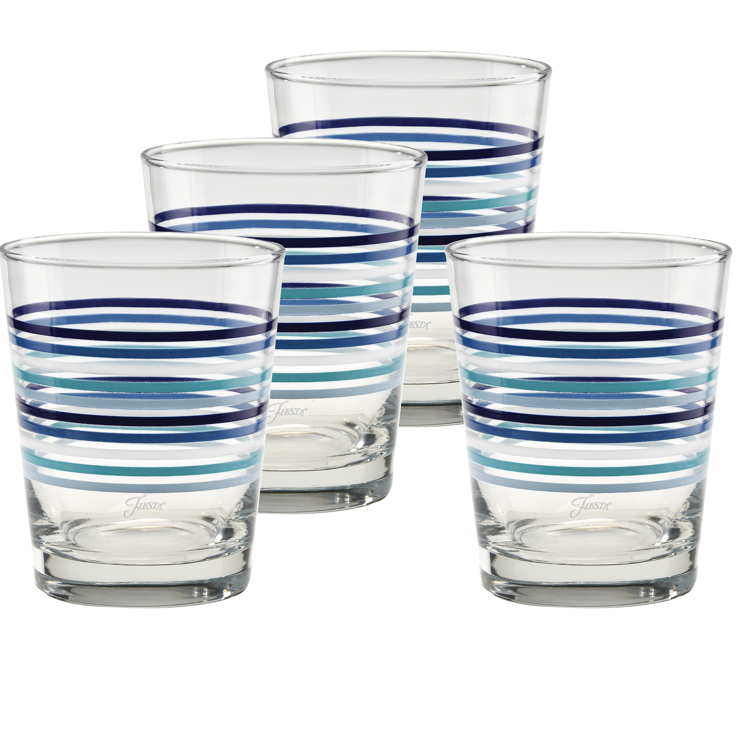 Fiesta Fiesta Coastal Blues Thin Stripe 15 oz. Tapered Double Old Fashion - Set of 4