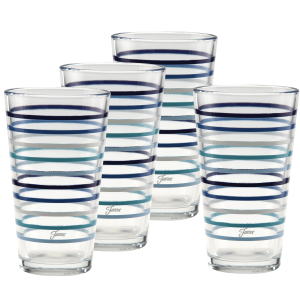 Fiesta 16 oz. Fiesta Coastal Blues Thin Stripe Cooler Glass - Set of 4