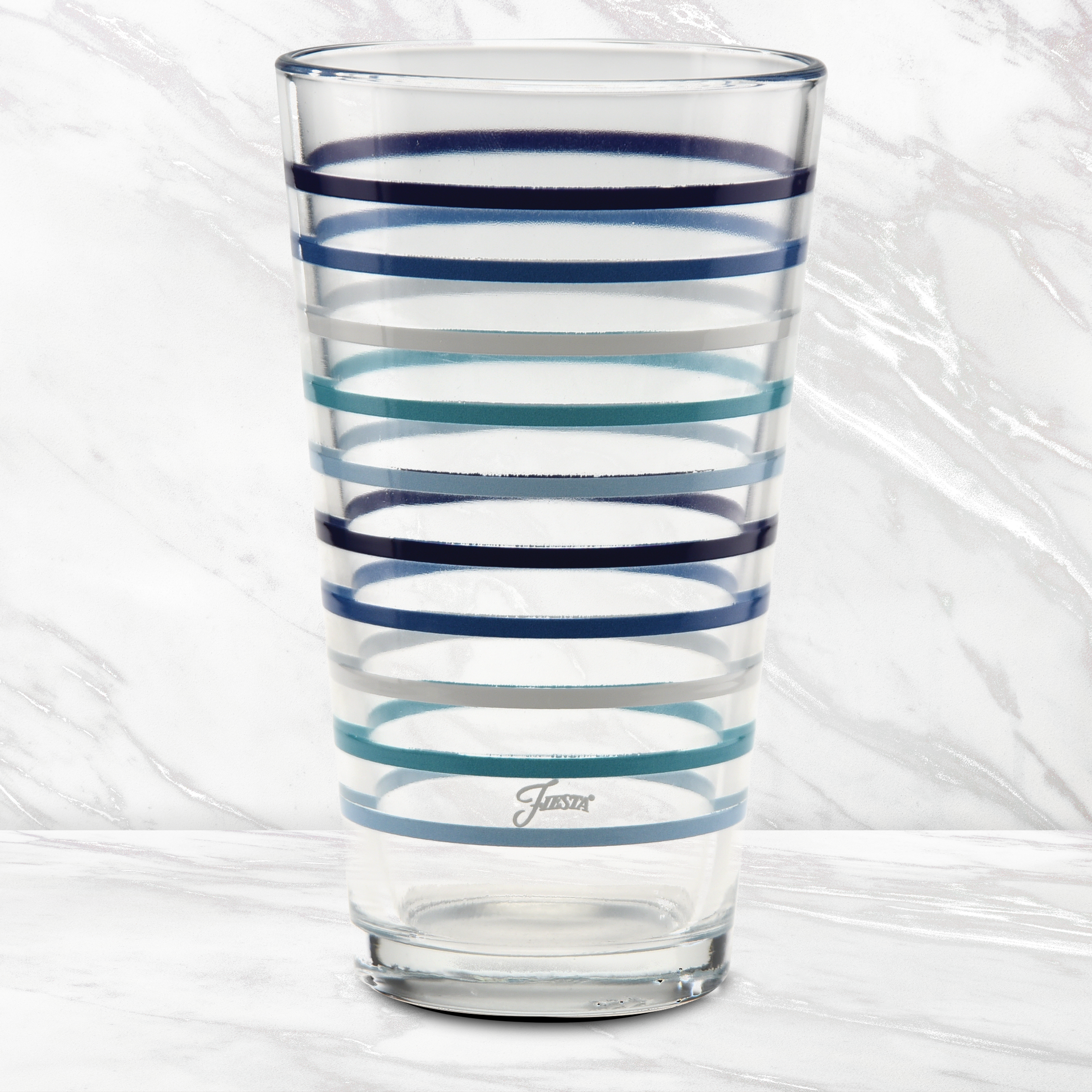 Fiesta 16 oz. Fiesta Coastal Blues Thin Stripe Cooler Glass - Set of 4 - Image 3