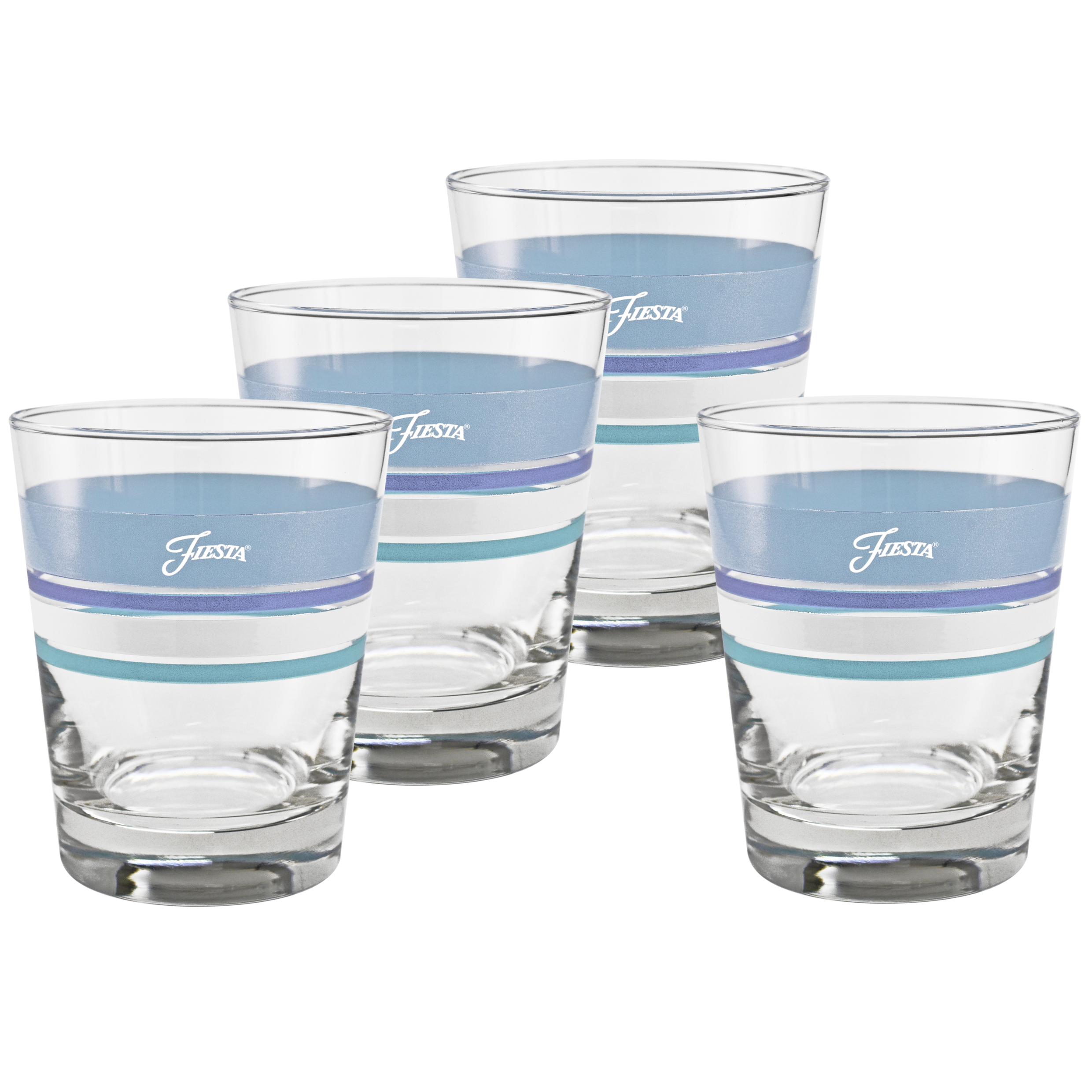 Fiesta Coastal Blues 15 oz. Edgeline Tapered Double Old Fashion – Set of 4