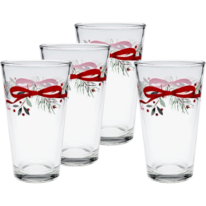 Fiesta Holly Berry Christmas Garland 16 oz. Cooler Glass - Set of 4