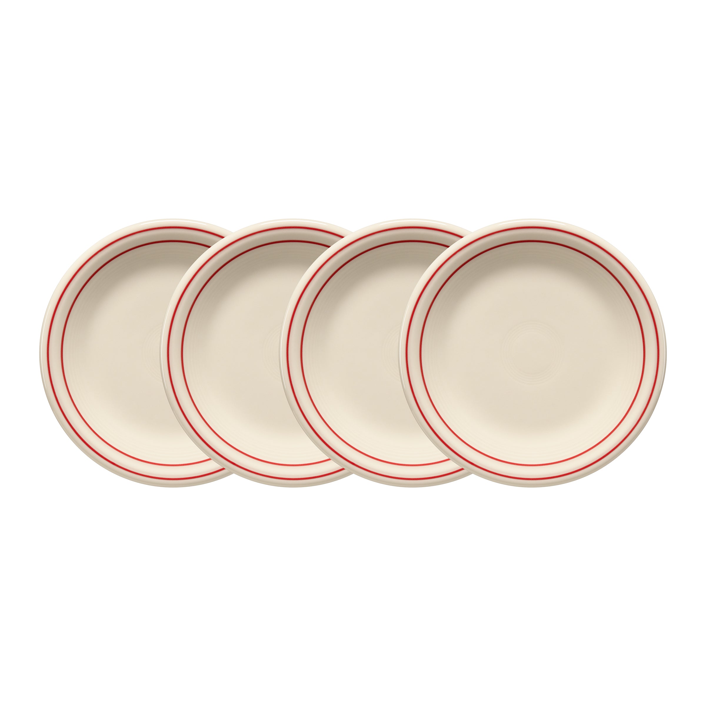 Fiesta Americana Scarlet Band Set of 4 Classic Rim 7 1/4-Inch Salad Plates