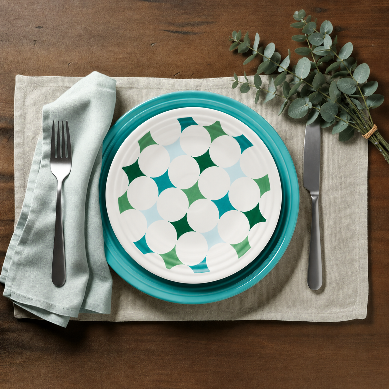 Fiesta Fiesta Aegean Kaleido Circles Classic Rim 9 Inch Luncheon Plate - Image 3