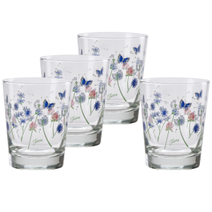 Fiesta Retired Breezy Floral 15 oz. Tapered Double Old Fashion Glass – Set of 4