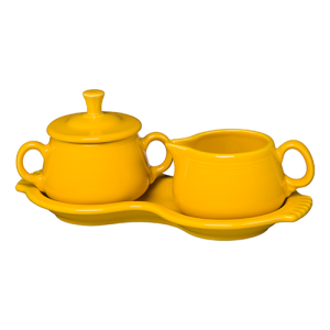 Fiesta Retired 4-Piece Sugar Bowl and Creamer Set with Tray