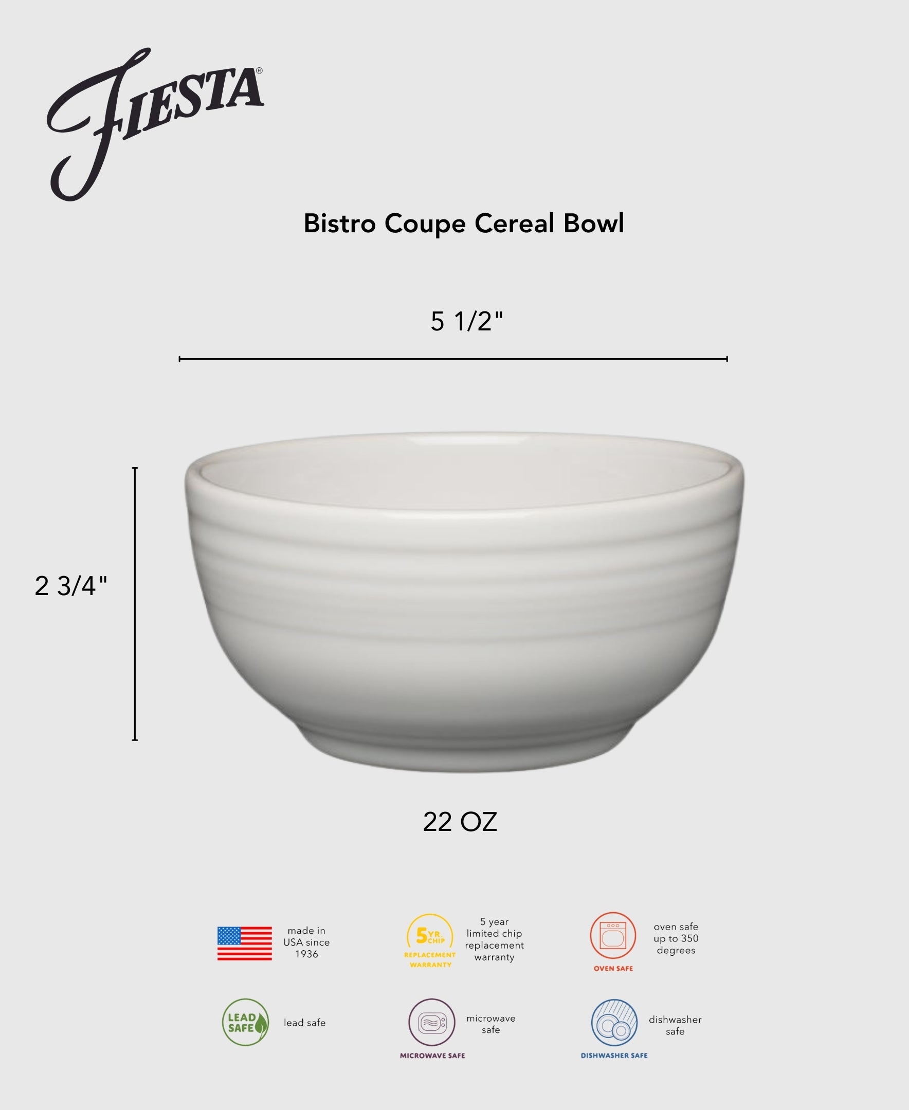 Fiesta Lavender Bistro Coupe 5 1/2 Inch Cereal Bowl 22 OZ - Image 2