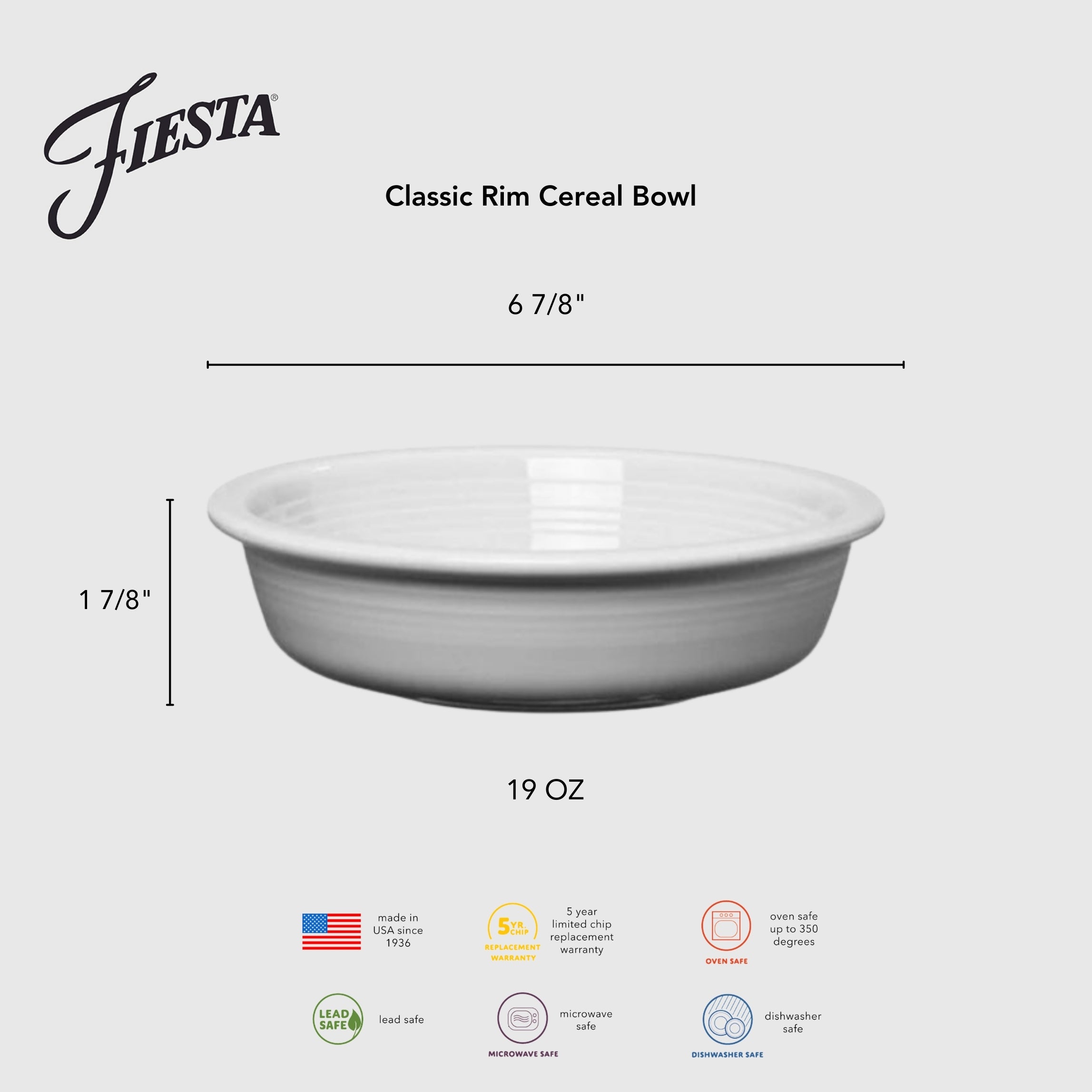 Fiesta Classic Rim 6 7/8 Inch Cereal Bowl 19 OZ Foundry - Image 3