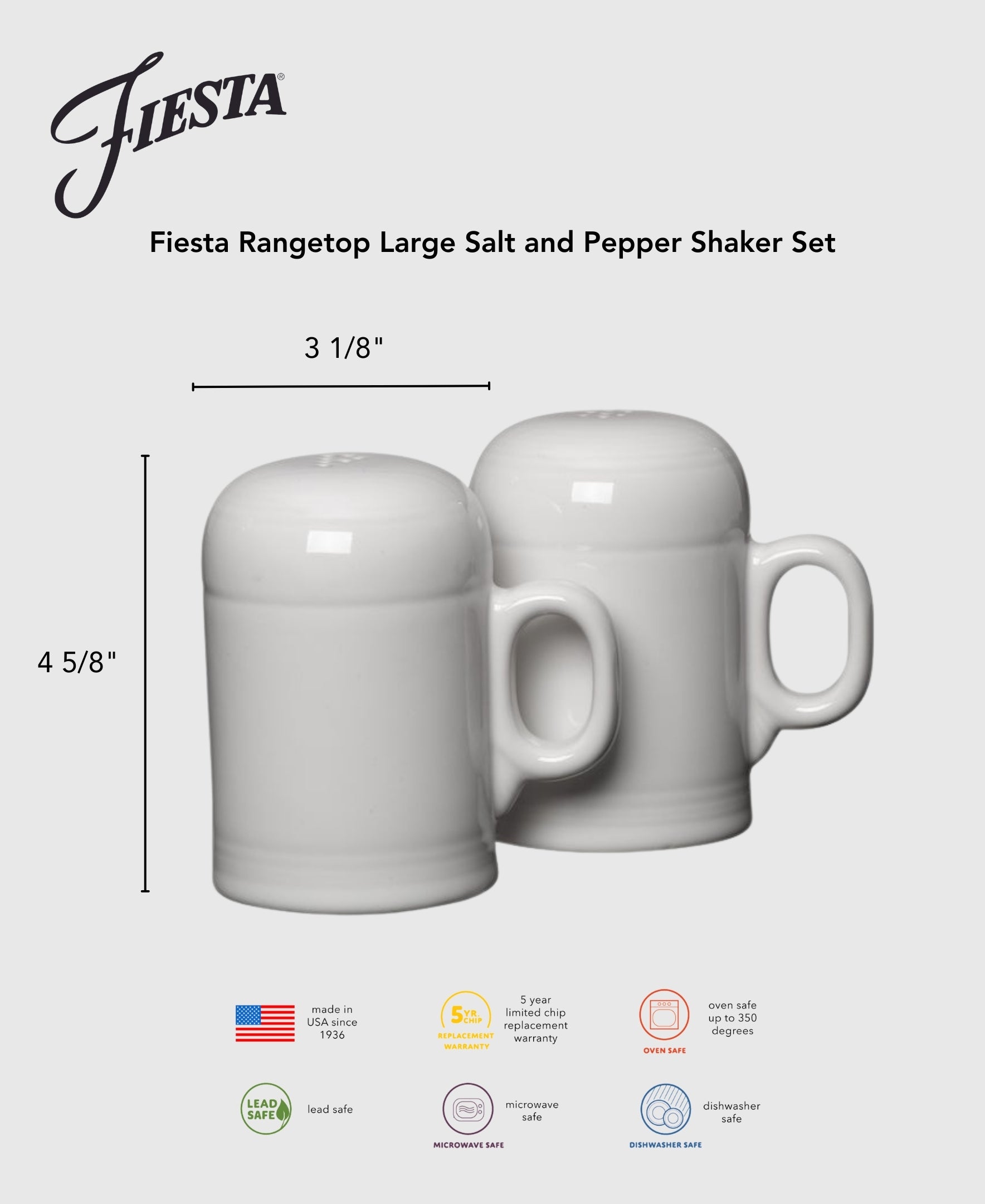 Fiesta Lavender 4 5/8 Inch Rangetop Large Salt and Pepper Shaker Set - Image 3