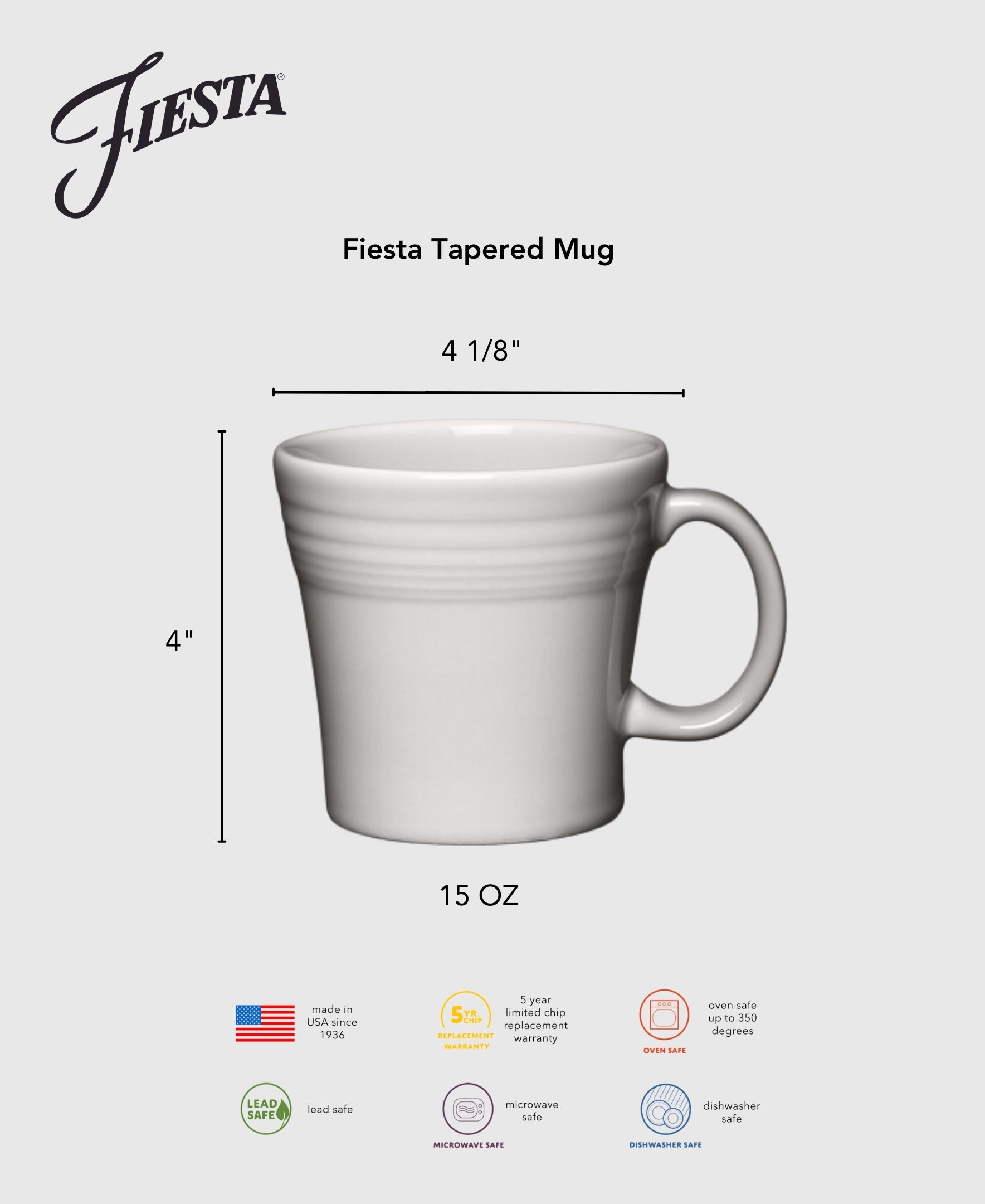 Fiesta White 15 OZ Set of 4 Tapered Mugs - Image 2