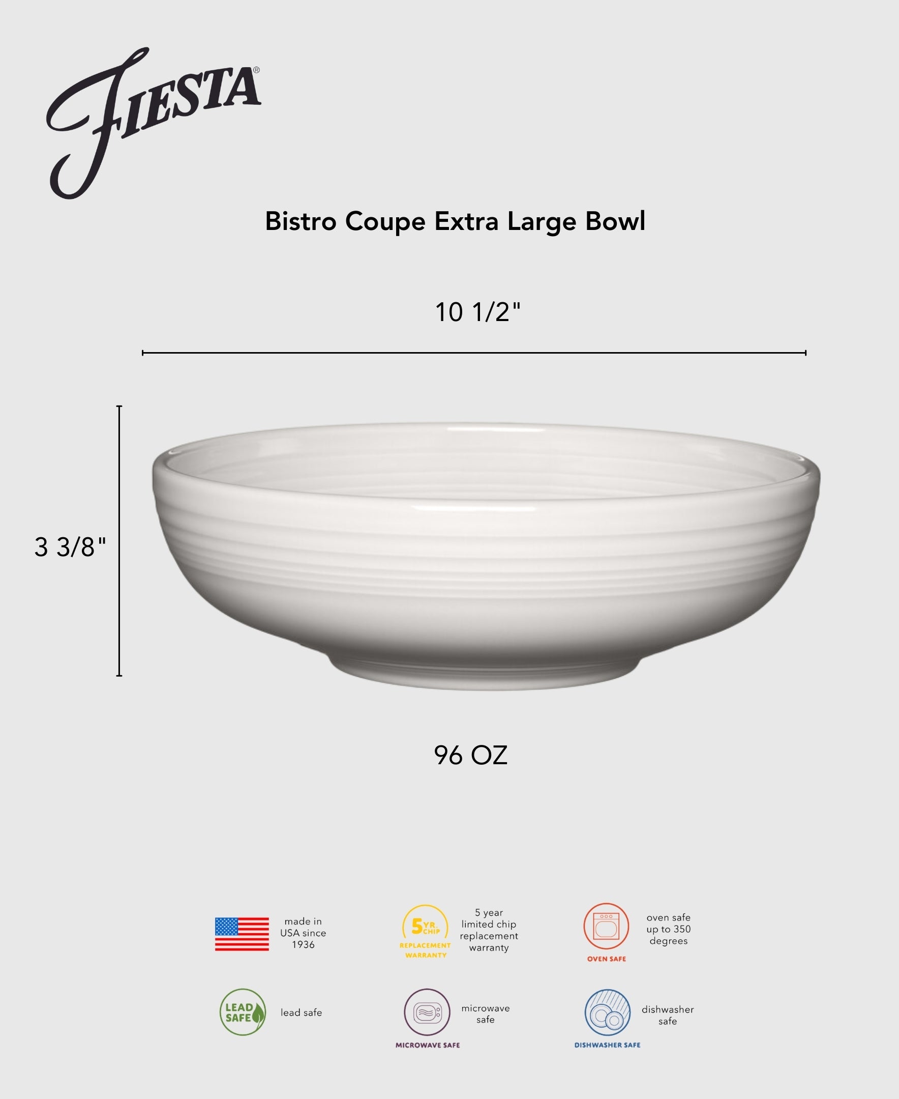 Fiesta Lavender Bistro Coupe 10 1/2 Inch Extra Large Bowl 96 OZ - Image 3